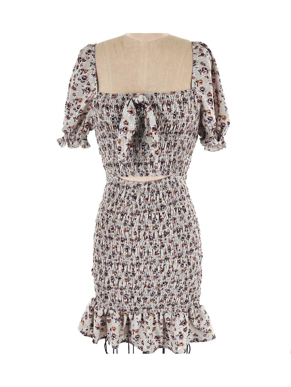 A.C.G. Los Angeles Floral Smocked Puff Sleeve Mini Dress Cottagecore Fairycore S